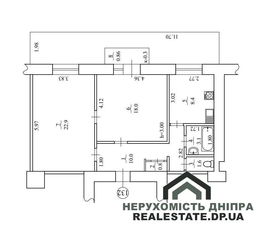 Продам 2к квартиру 65.66 м² в центре Днепра возле исторического музея и парка Шевченко · 2