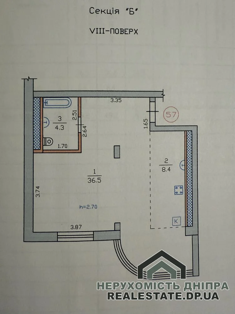 Продам 1к квартиру 49.2 м² ЖК Шолохова Ж/М Ломовський · 2